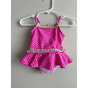 The Children's Place Pink Polka Dot Ruffle Swimsuit Baby Girl 6-9 Months